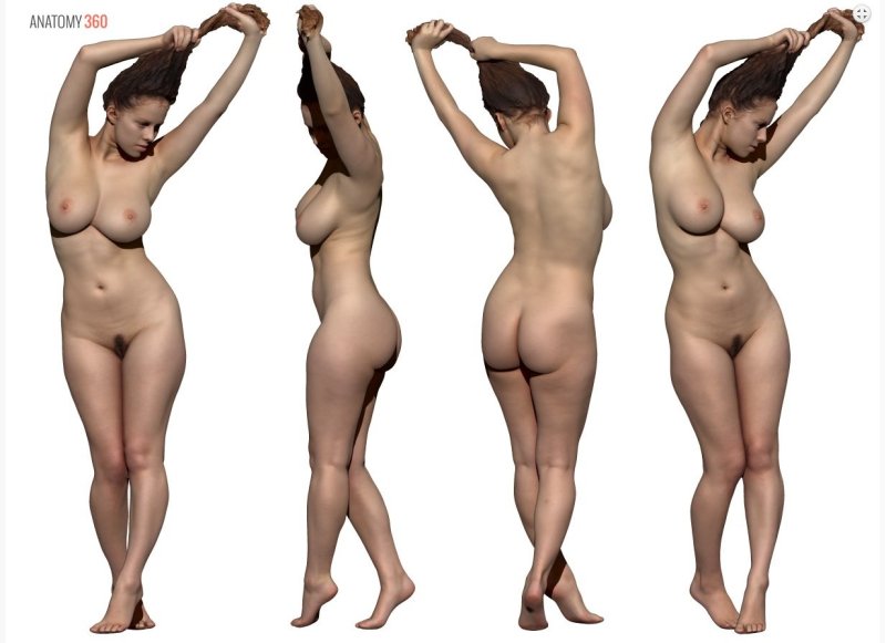 Female body from different angles, Model figure, D Modes