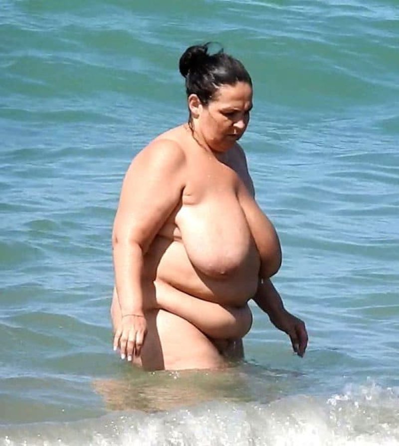 Naked fat nudists, Larisa Guzeeva on the beach in his youth, Fat on the beach