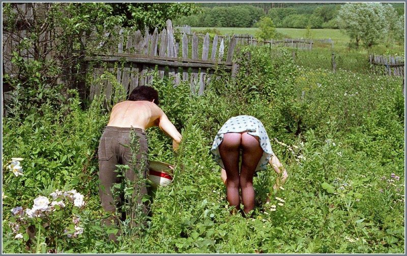 In shorts in the garden, At the dacha with cancer, Women in the country