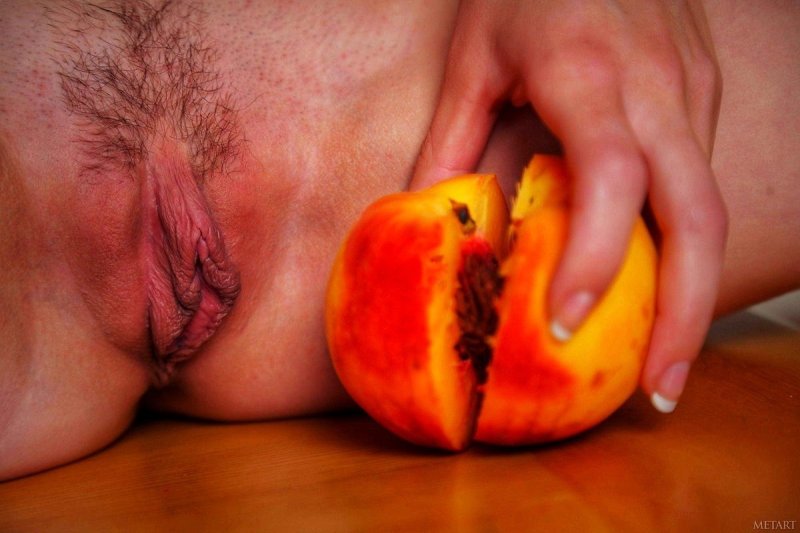 Pizbv in the form of a peach, Womens pussy with fruit, Peach