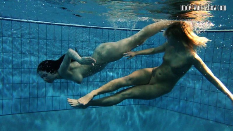 Submarine swimming naked, Under water porn, In the pool