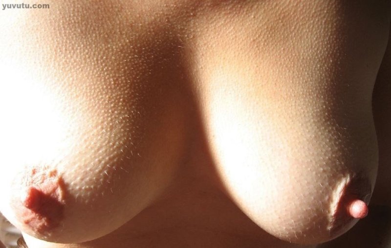 Beautiful tits close up, Goosebumps on the skin, Beautiful navels