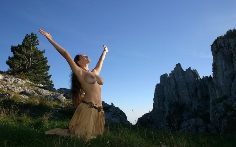 Girls toples in the mountains, Naked girls in the mountains, Erotica in the mountains
