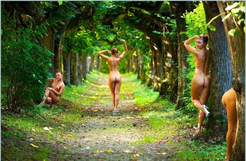 Unusual girls naked, Erotic girl in the forest, Naked women walk in the forest