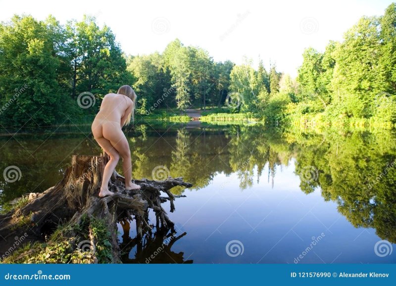 Big, Naked girls on a pond, Nudism