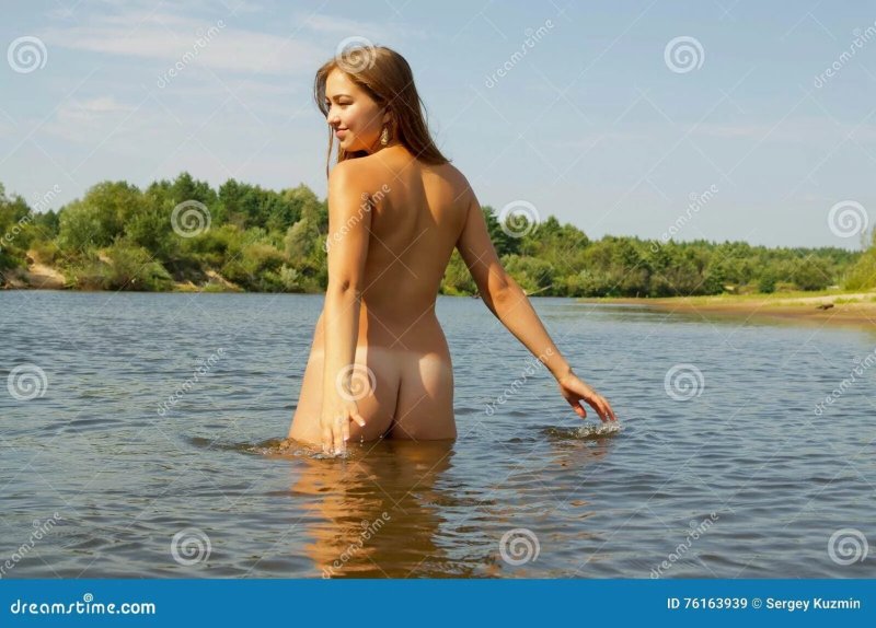 Girls swim in panties, Girls swim in the river, Naked girls swim in the river