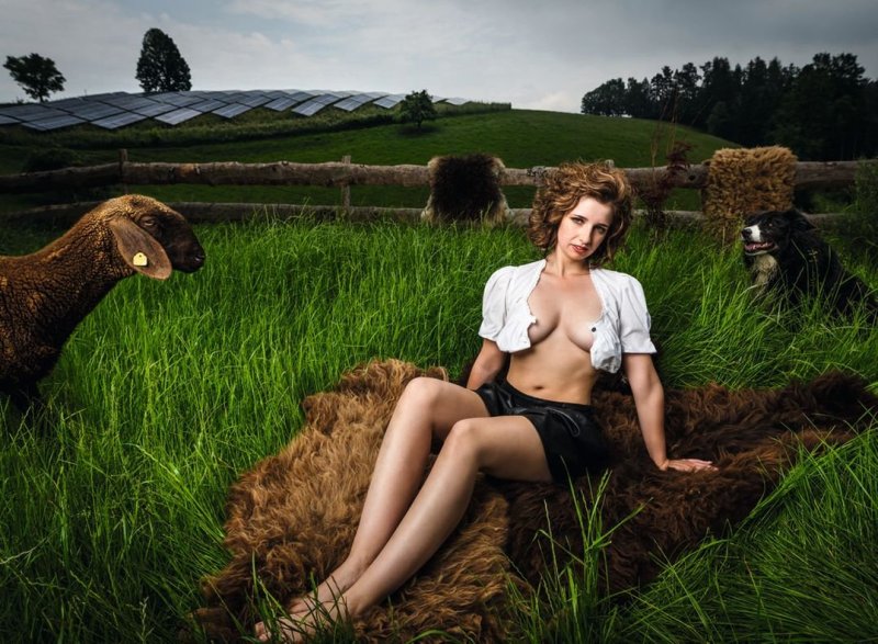 Naked girls on the farm, Erotic photo shoot on the farm, Naked girls on a farm