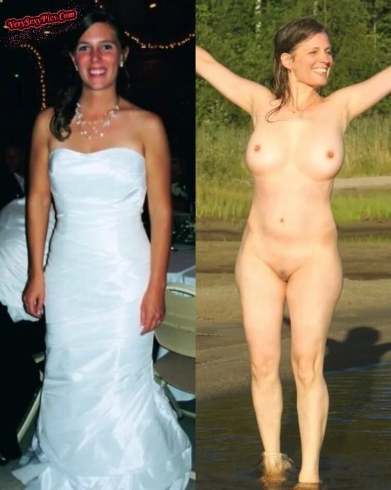 Brides dressed and undressed, Dressed and striped brides, Wedding dress