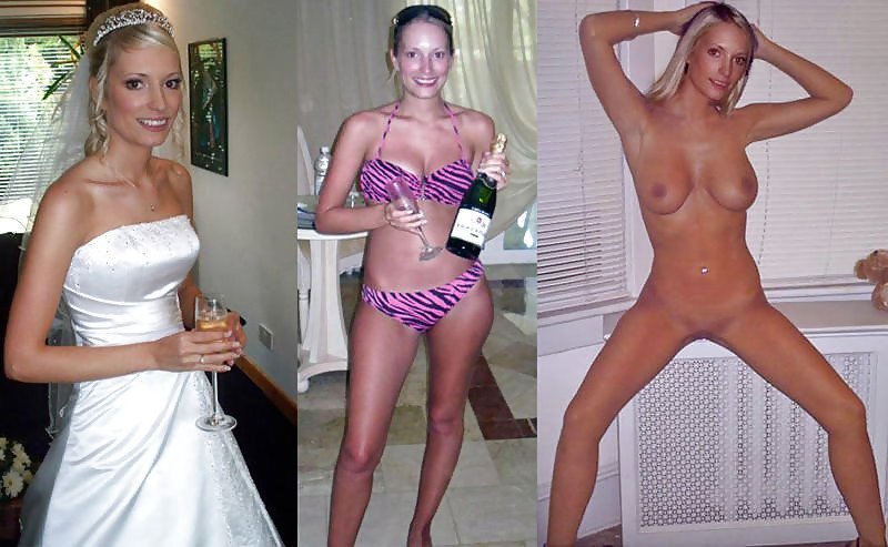 Naked women in a wedding dress, Separate beautiful girls, Dressed undressed amateur