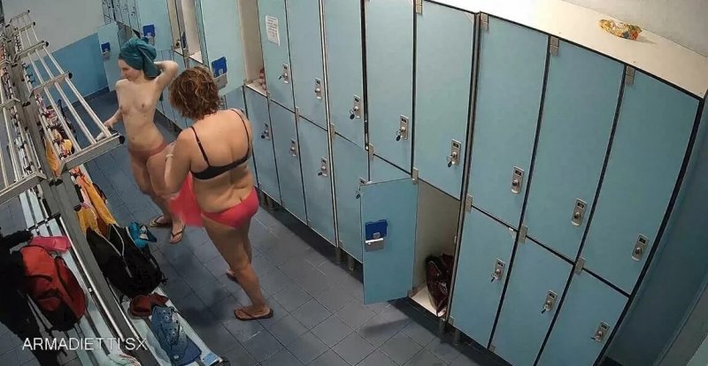 Naked girls in the locker room, Naked women in a locker room, In a female locker room