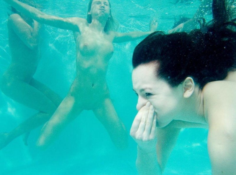 The girl bathes naked underwater in, Naked in water, Girls swim naked