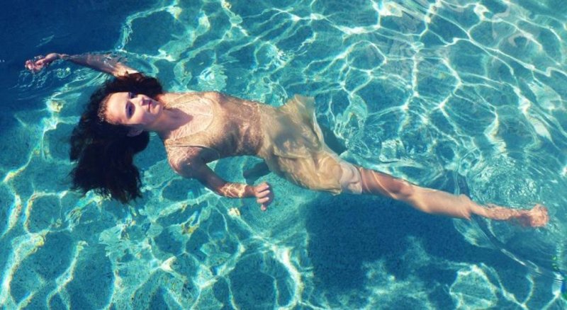 Girl in the pool, Emily Didonato swims in the pool, Photo in the pool