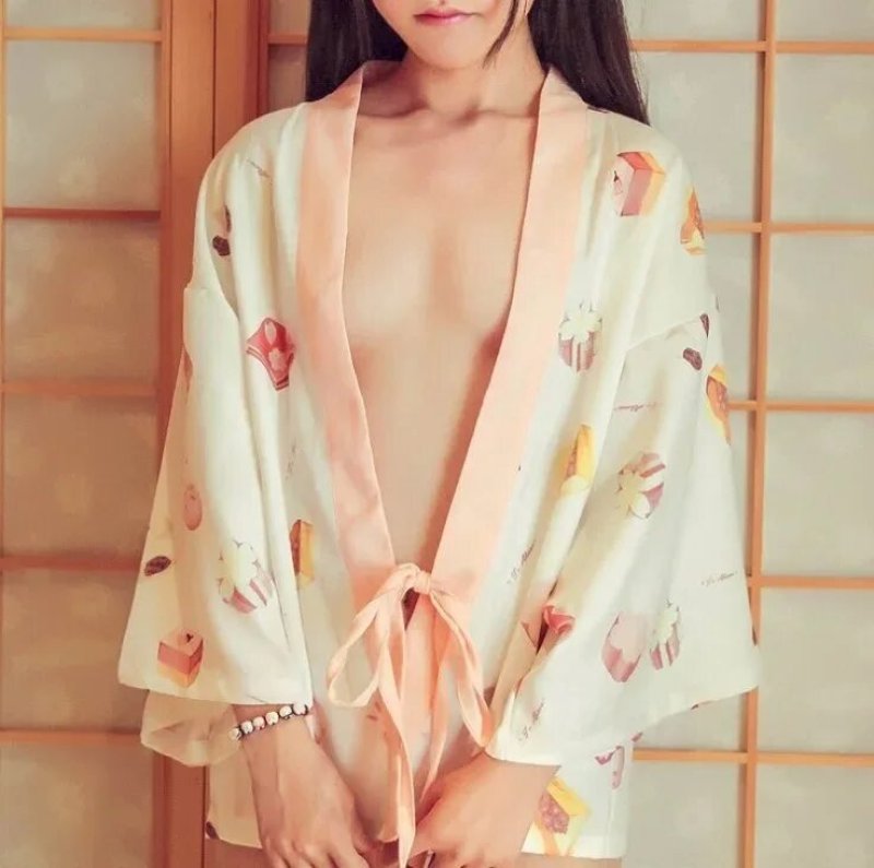 Naked girls in kimono, Japanese kimono on a naked body, Pajama in the Japanese style of female