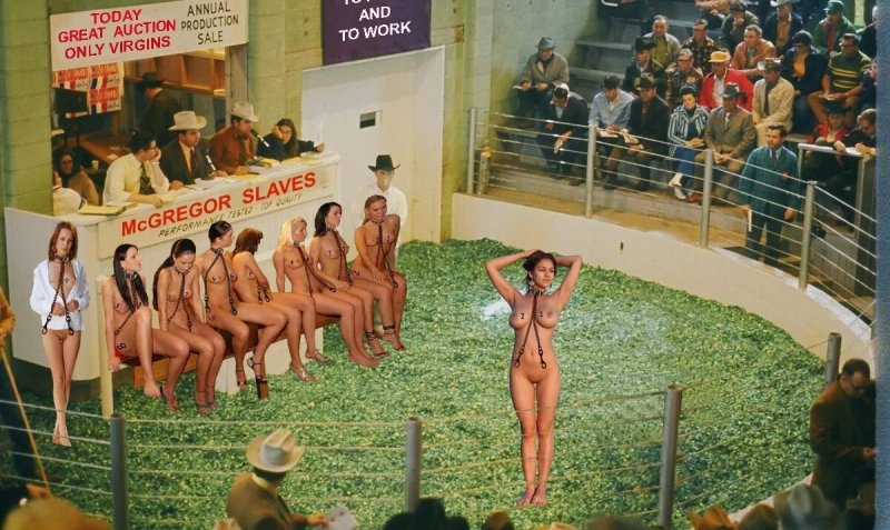 Exhibition of naked women, Naked slaves at auction, Girl undressed at the exhibition