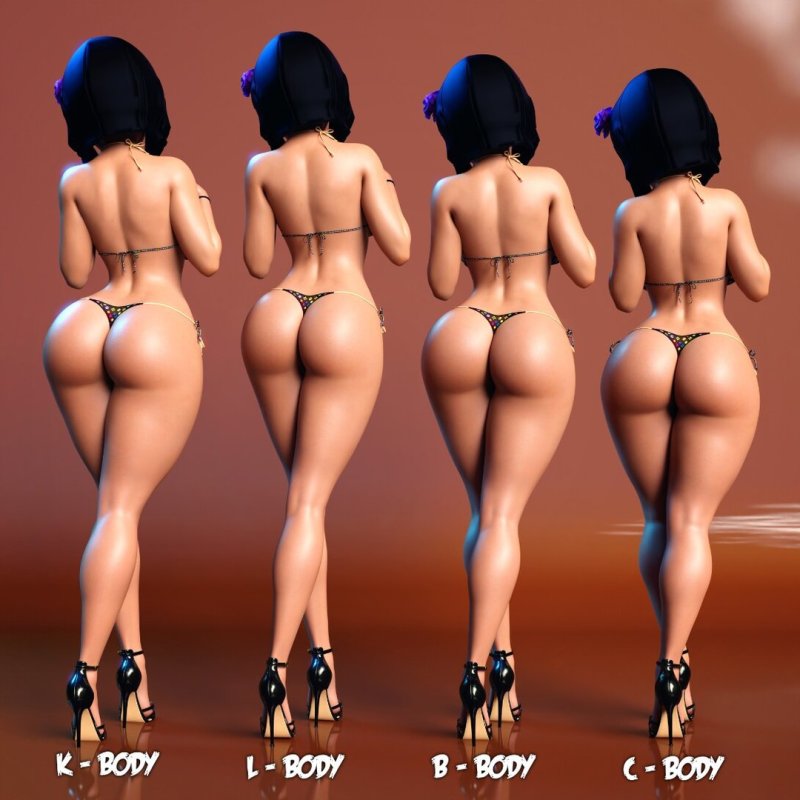 Tektah wow, Big thighs, Naked ass women