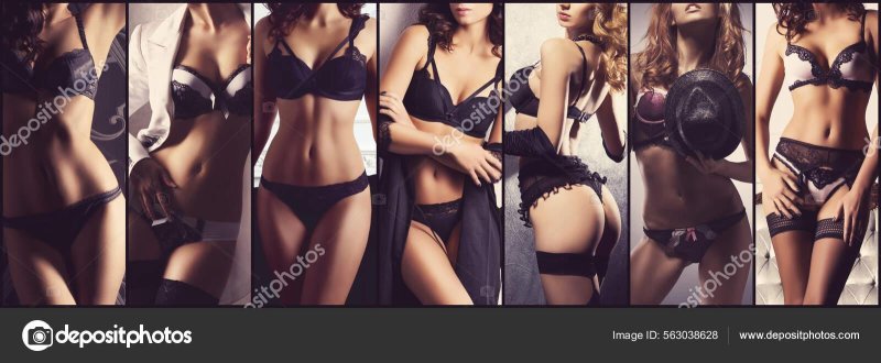 Lower underwear collage, Girl in linen and clothing separately, Girls in underwear