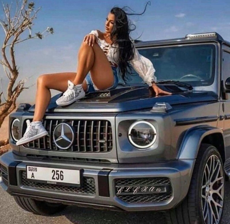 Girl with a car, Mercedes amg g, Luxurious cars