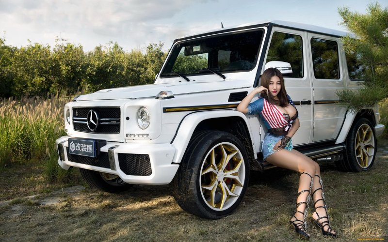 Mercedes Benz G with a girl, Mercedes Benz G, Mercedes G AMG and Girls