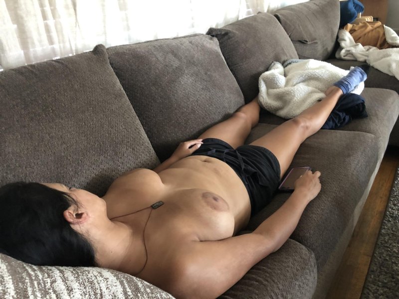 Porn, The girl sleeps on couch, Sexy brunette
