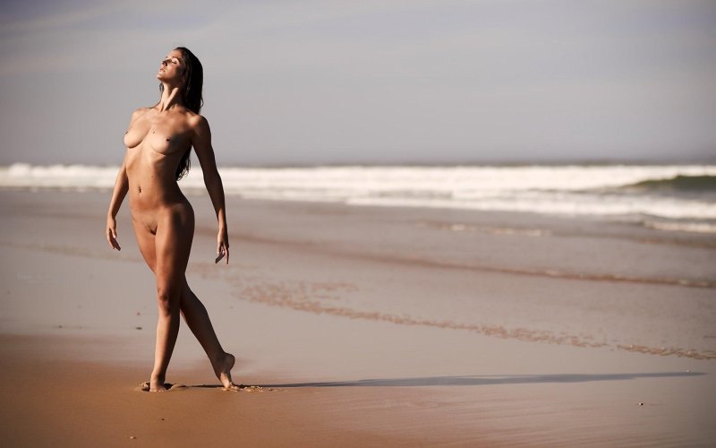 Photo shoot in the style of nude on beach, Erotic Beach, Naked women on the seashore