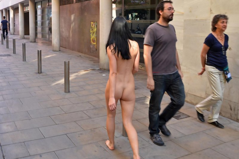 Naked walks along the street, Exposure in public places, Girl naked walks along the street