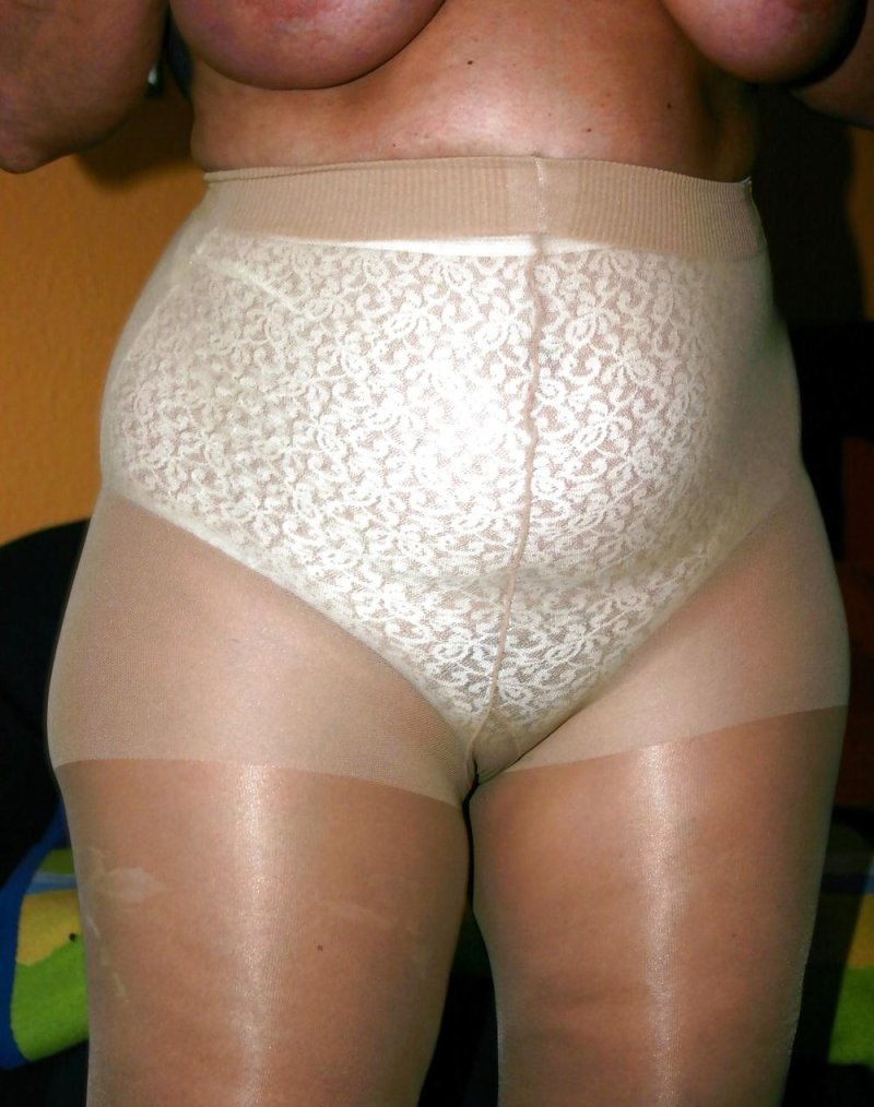 White panties under tights, Panties of subtocons, Mature in shorts and tights