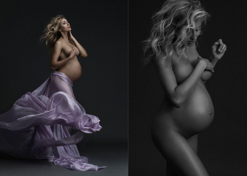 Photo session of a naked pregnant woman, Photography of pregnant women in the style nude complete, Erotic photo shoot of pregnant women