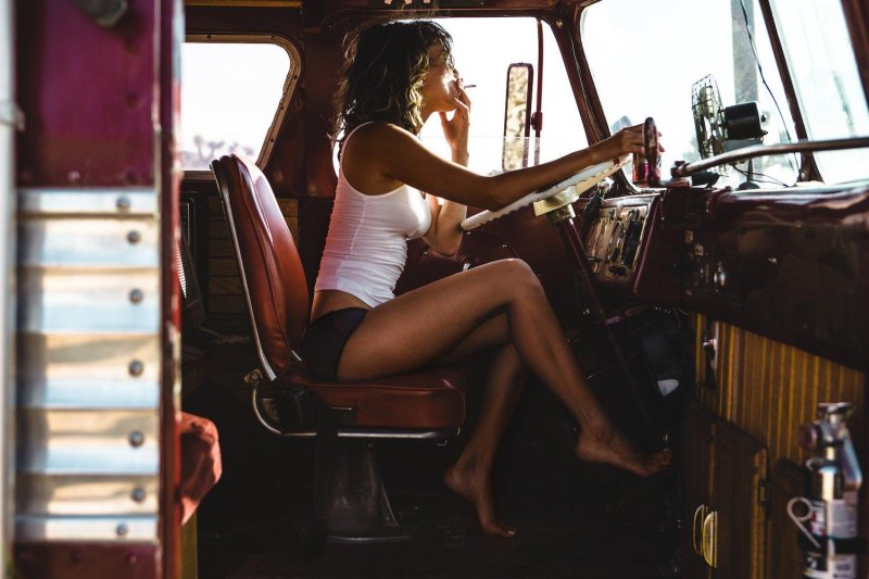 Girl driving a truck, Girls and trucks, Girl with a car