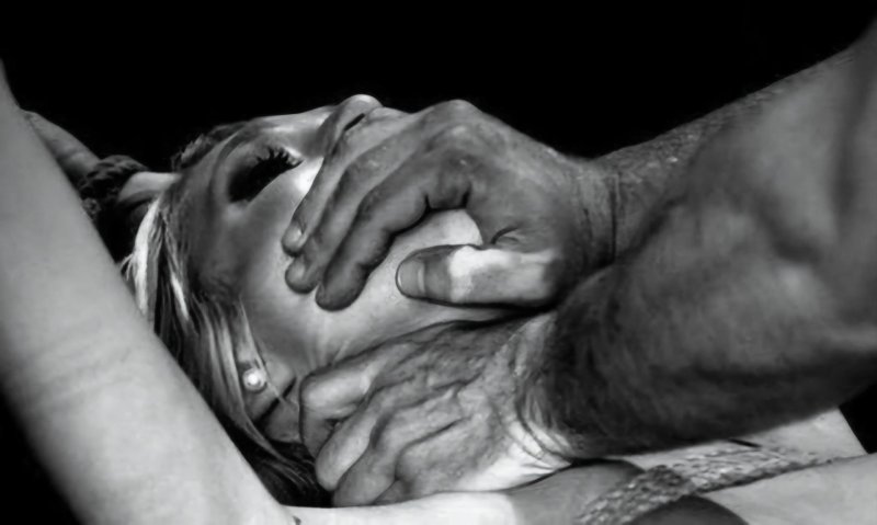 Scarfing erotic strangulation, A man strangles woman BDSM, Hard erotica
