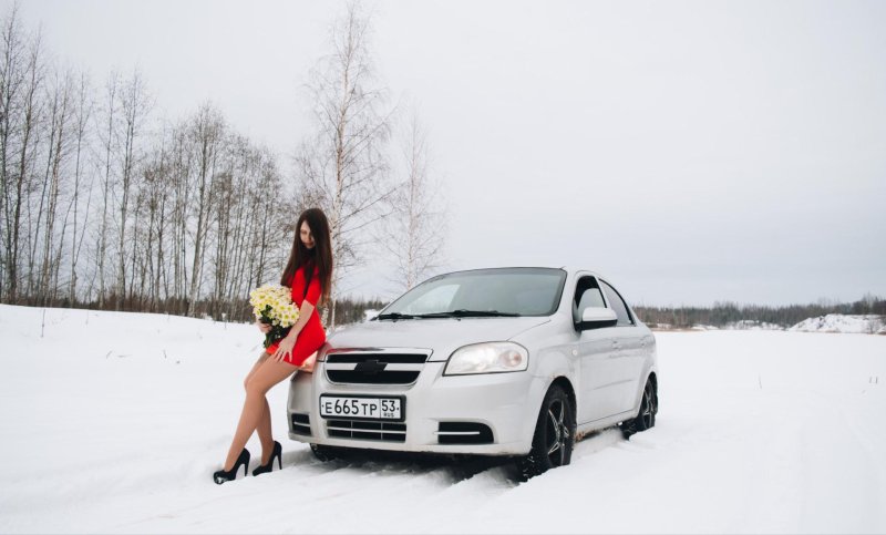 Chevrolet Aveo I Restyling, Girl and car, Chevrolet aveo
